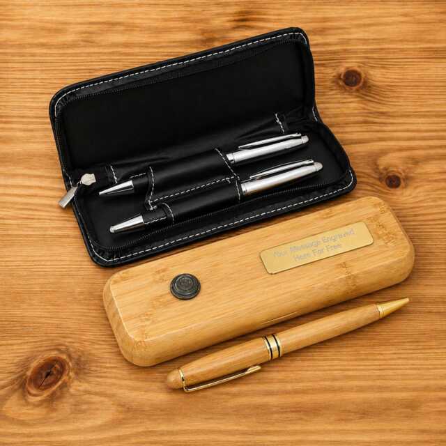 Clay Shooting Luxury Wooden Or Leatherette Pen Case With Matching Free Engraving Pigeon Trap Gift - image 1