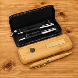 Clay Shooting Luxury Wooden Or Leatherette Pen Case With Matching Free Engraving Pigeon Trap Gift - thumbnail 1