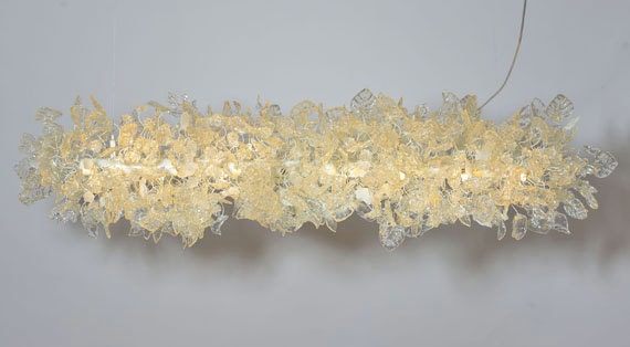 Modern White Floral Chandelier Resin Leaf & Flowers Ceiling Light Fixture - image 1