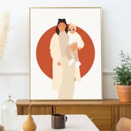 Detailed Personalized Illustration PDF, A5, A4, A3 - Couple, Family, Friends, Gift, Wedding, Pregnancy, Animals - thumbnail 2