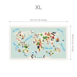 Kids World Map Wall Decal, Educational Sticker, Removable Decor, Playroom Nursery Art, Room Skuwomapkids - thumbnail 4