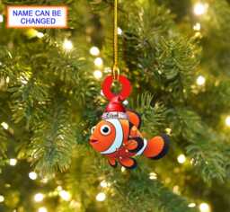 Custom Name Clownfish Personalized Ornament, Christmas Tree Hanging Decor, Flat 2D Gift For Fish Lovers