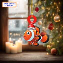 Custom Name Clownfish Personalized Ornament, Christmas Tree Hanging Decor, Flat 2D Gift For Fish Lovers - thumbnail 2