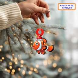 Custom Name Clownfish Personalized Ornament, Christmas Tree Hanging Decor, Flat 2D Gift For Fish Lovers - thumbnail 3