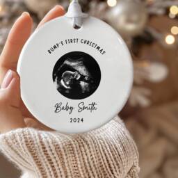 Personalised Bump's First Christmas Tree Decoration - Baby Scan Photo Bauble Pregnancy Bumps First Scan Photo - thumbnail 3