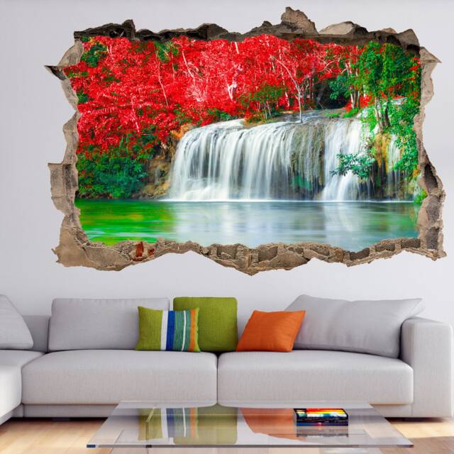 Waterfall River Forest Nature Wall Decal Sticker Mural Poster Print Art Home Office Decor Gk11 - image 1