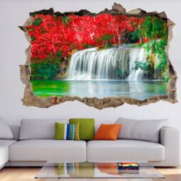Waterfall River Forest Nature Wall Decal Sticker Mural Poster Print Art Home Office Decor Gk11 - thumbnail 1