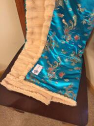 "Turquoise Asian Brocade Dragon Throw Blanket ""Forever Friend" - thumbnail 1