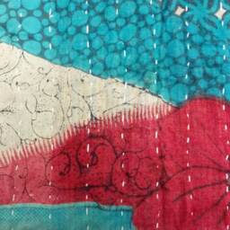 Twin Cotton Kantha Quilt Floral Indian Bedspread Blanket - thumbnail 4