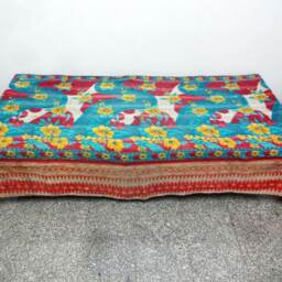 Twin Cotton Kantha Quilt Floral Indian Bedspread Blanket - thumbnail 3