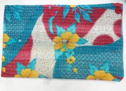 Twin Cotton Kantha Quilt Floral Indian Bedspread Blanket - thumbnail 1