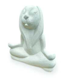 Terrazzo Stone Yoga Bunny Lotus Pose Statue 30cm, Outdoor/Indoor Rabbit - thumbnail 1