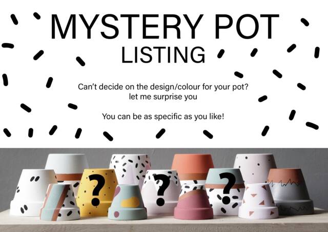 Mystery Hand Painted Plant Pot - Multiple Sizes & Saucers Available With Drainage Holes - image 1