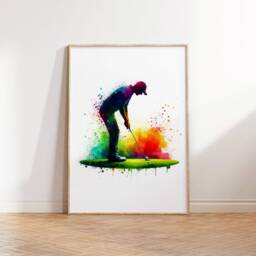 Golfing Wall Art - Set Of 3 Prints - Watercolour Golfer Poster Posters For Golf Lover Decor Room Artwork Men Gift - thumbnail 3