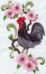 Delaware Blue Hen Chicken & Peach Blossom. Embroidered With Feather Insert - thumbnail 2
