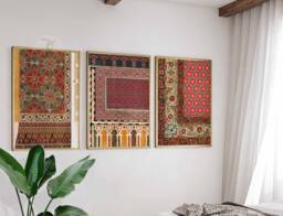 Set Of 3 Arabic Prints, Islamic Wall Art, Decor, Middle Eastern Mughal Arab Gift - thumbnail 1