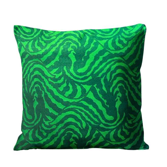 Zoffany Printed Green 100% Silk Cushion Cover, Throw Pillow Homeware Decor - image 1