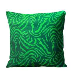 Zoffany Printed Green 100% Silk Cushion Cover, Throw Pillow Homeware Decor - thumbnail 1