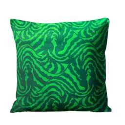 Zoffany Printed Green 100% Silk Cushion Cover, Throw Pillow Homeware Decor