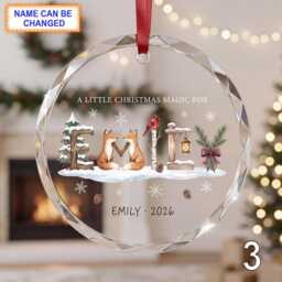 Christmas Glass Ornament, Custom Gingerbread Holiday Keepsake With Candy Canes, Figures & Greenery, Personalized Gift - thumbnail 3