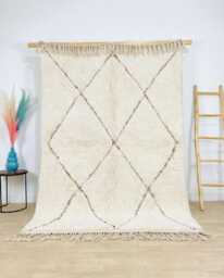 Hand Tufted Ivory Moroccan Berber Rug, Handwoven Wool Shag Colorful Boho Nursery Authentic Beni Ourain Carpet, Large 9x12 Area Rug - thumbnail 1