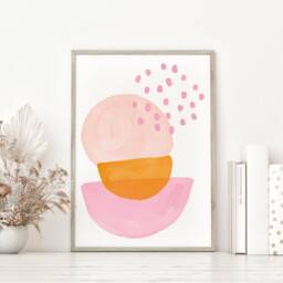 Set Of 3 Prints, Lounge Wall Art, Pink & Orange Funny Pastel Print, Colourful, Illustration, Abstract, Modern UK A5 A4, A3 - thumbnail 2