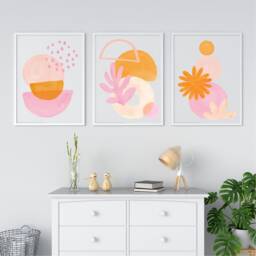 Set Of 3 Prints, Lounge Wall Art, Pink & Orange Funny Pastel Print, Colourful, Illustration, Abstract, Modern UK A5 A4, A3 - thumbnail 1