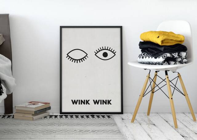 Wink - Modern Scandinavian Art Print, Industrial Poster, Wall Art, Black Grungy - Decoration Mdrn Home - image 1