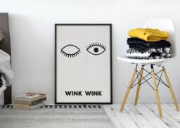 Wink - Modern Scandinavian Art Print, Industrial Poster, Wall Art, Black Grungy - Decoration Mdrn Home - thumbnail 1