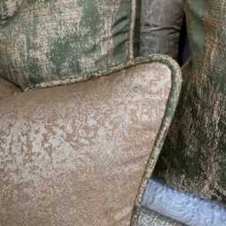 Luxury Gold Cushion Cover Green Piping - Throw Pillow Euro Sham, Diana Brass Fabric, Curico Piping, Modern Home - thumbnail 2