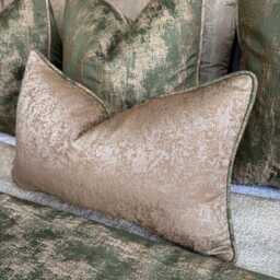 Luxury Gold Cushion Cover Green Piping - Throw Pillow Euro Sham, Diana Brass Fabric, Curico Piping, Modern Home - thumbnail 4