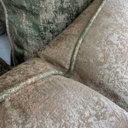 Luxury Gold Cushion Cover Green Piping - Throw Pillow Euro Sham, Diana Brass Fabric, Curico Piping, Modern Home - thumbnail 3