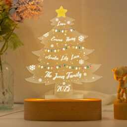 Personalized Christmas Tree Night Light With Family Names, Holiday Gift For Family, Xmas Home Decor, Festive Nightlight Kids, Christmas - thumbnail 1