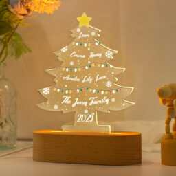 Personalized Christmas Tree Night Light With Family Names, Holiday Gift For Family, Xmas Home Decor, Festive Nightlight Kids, Christmas - thumbnail 2