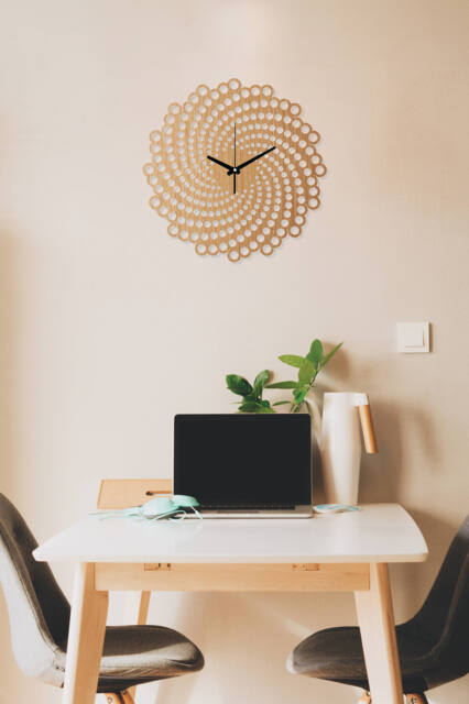 Wall Clock - Wood Spiral, Hanging Clock, Living Room Minimalist Clocks, Silent Natural Oak Home And - image 1