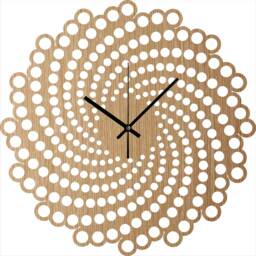 Wall Clock - Wood Spiral, Hanging Clock, Living Room Minimalist Clocks, Silent Natural Oak Home And - thumbnail 2