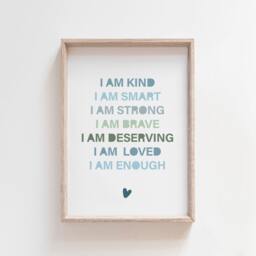 Boys Blue Nursery Print, Positive Affirmation I Am Bedroom Prints, Wall Art, Playroom Am Loved Print - thumbnail 1