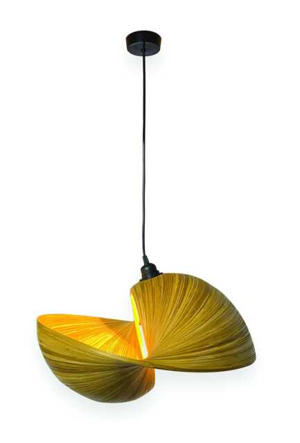 Bamboo Double Sea Shell Lampshade 50cm, Large Twin Pendant Light - image 1