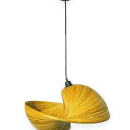 Bamboo Double Sea Shell Lampshade 50cm, Large Twin Pendant Light - thumbnail 4
