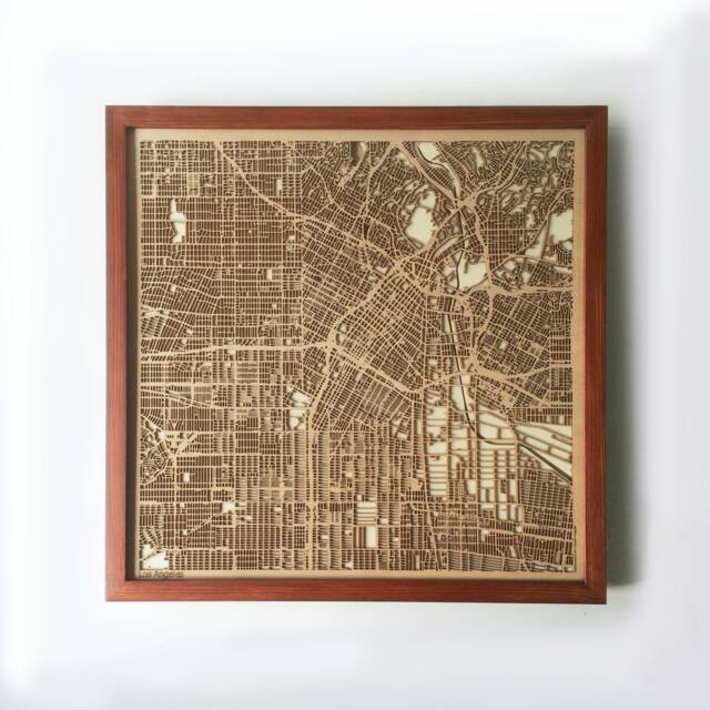 Los Angeles Wooden Street Map - Framed Laser Cut City Art - image 1