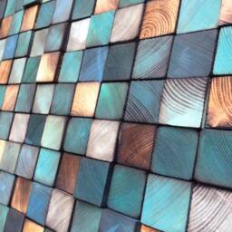 Reclaimed Wood Wall Art - Blue Turquoise Mosaic Headboard - thumbnail 4