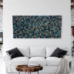 Reclaimed Wood Wall Art - Blue Turquoise Mosaic Headboard - thumbnail 3