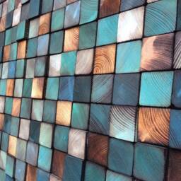 Reclaimed Wood Wall Art - Blue Turquoise Mosaic Headboard - thumbnail 2