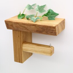 Solid Oak Toilet Paper Holder - Roll With Shelf Handmade in The Black Forest Wooden Bathroom Accessory No Drilling Required - thumbnail 3