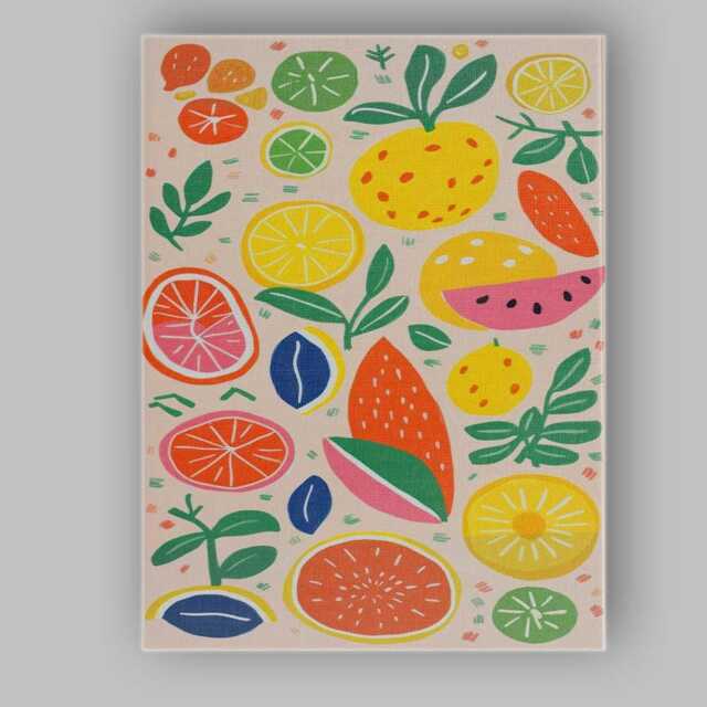 Playful Colourful Citrus Fruit Abstract Pattern Canvas Wall Art Print Decor Picture Ready To Hang - image 1
