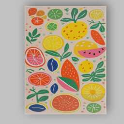 Playful Colourful Citrus Fruit Abstract Pattern Canvas Wall Art Print Decor Picture Ready To Hang - thumbnail 1