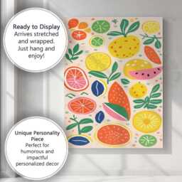 Playful Colourful Citrus Fruit Abstract Pattern Canvas Wall Art Print Decor Picture Ready To Hang - thumbnail 3