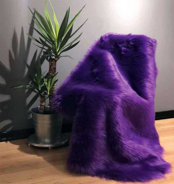 Vibrant Purple Faux Fur Rug Soft, Washable, Non-Slip Accent Carpet - image 1