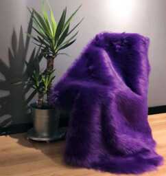 Vibrant Purple Faux Fur Rug Soft, Washable, Non-Slip Accent Carpet - thumbnail 1