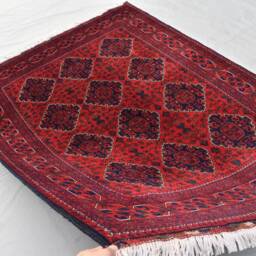 Handmade Red Wool Oriental Rug 5x7 Ft - Afghan Geometric Design - thumbnail 3